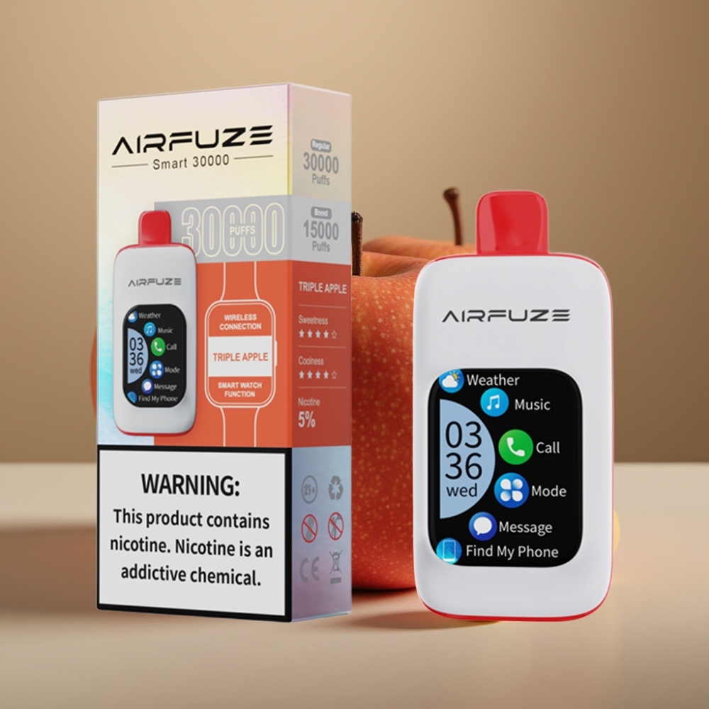 AirFuze Smart 30000 Puff Pod Ricaricabile 5 Nicotina con Schermo TFT e Tipo-C - Mela Tripla