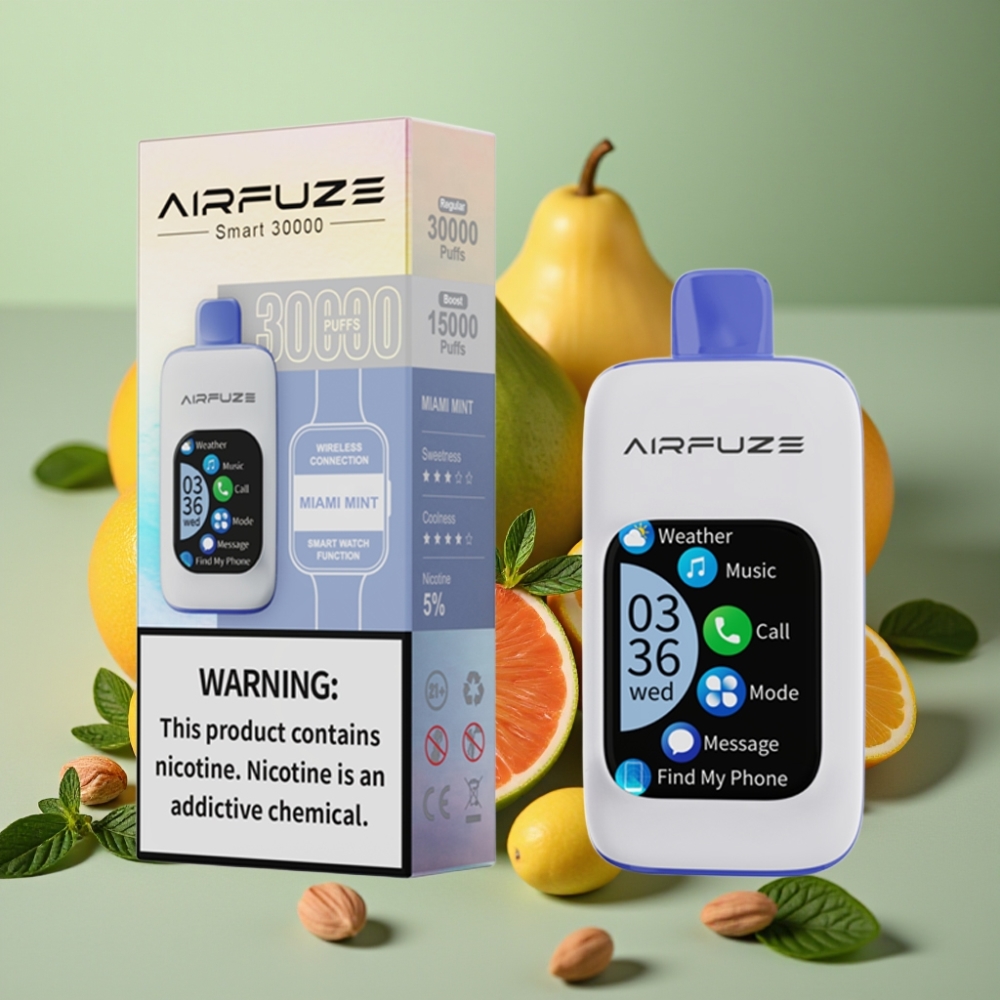 AirFuze Smart 30000 Puff Pod Ricaricabile Tipo-C Menta Miami Display TFT 201\
