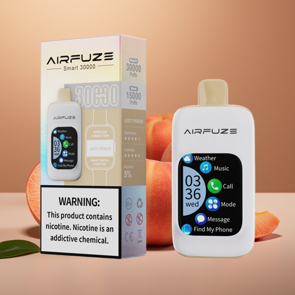 AirFuze Smart 30000 Puff Pod Ricca Pesca Display Touch 5 Nicotina