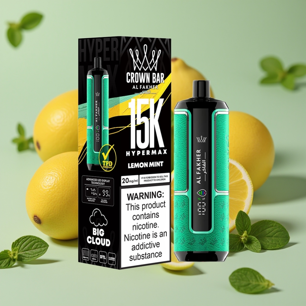 Al Fakher Crown Bar 15K Hypermax Disposable Limone Menta 22ml 15000 Puff DTL