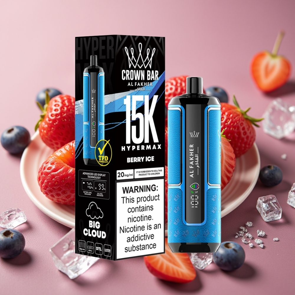 Al Fakher Crown Bar 15K Hypermax Disposable Vape Kit Bacche Ghiaccio 22ml 600mAh