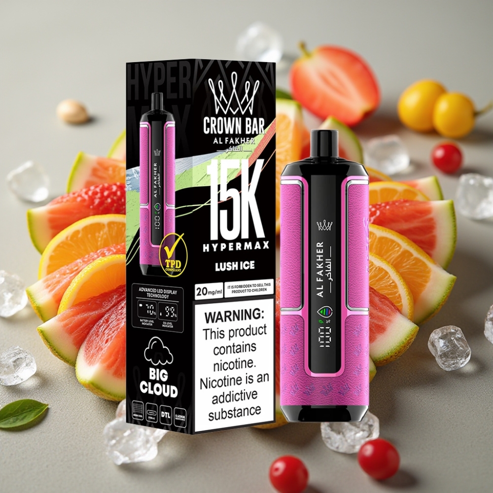 Al Fakher Crown Bar 15K Hypermax Disposable Vape Kit Ghiaccio Luch 22ml 600mAh