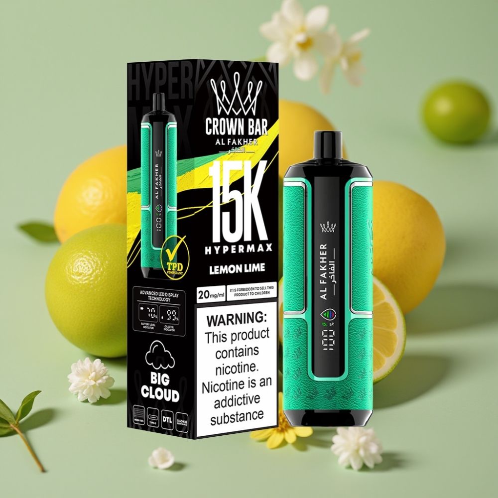 Al Fakher Crown Bar 15K Hypermax Disposable Vape Kit Limone Lime 22ml 600mAh