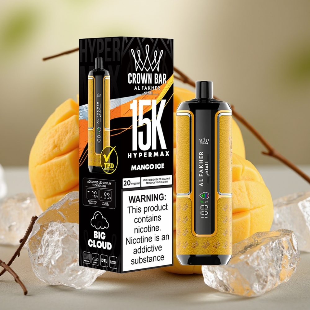 Al Fakher Crown Bar 15K Hypermax Disposable Vape Kit Mango Ghiaccio 22ml 600mAh