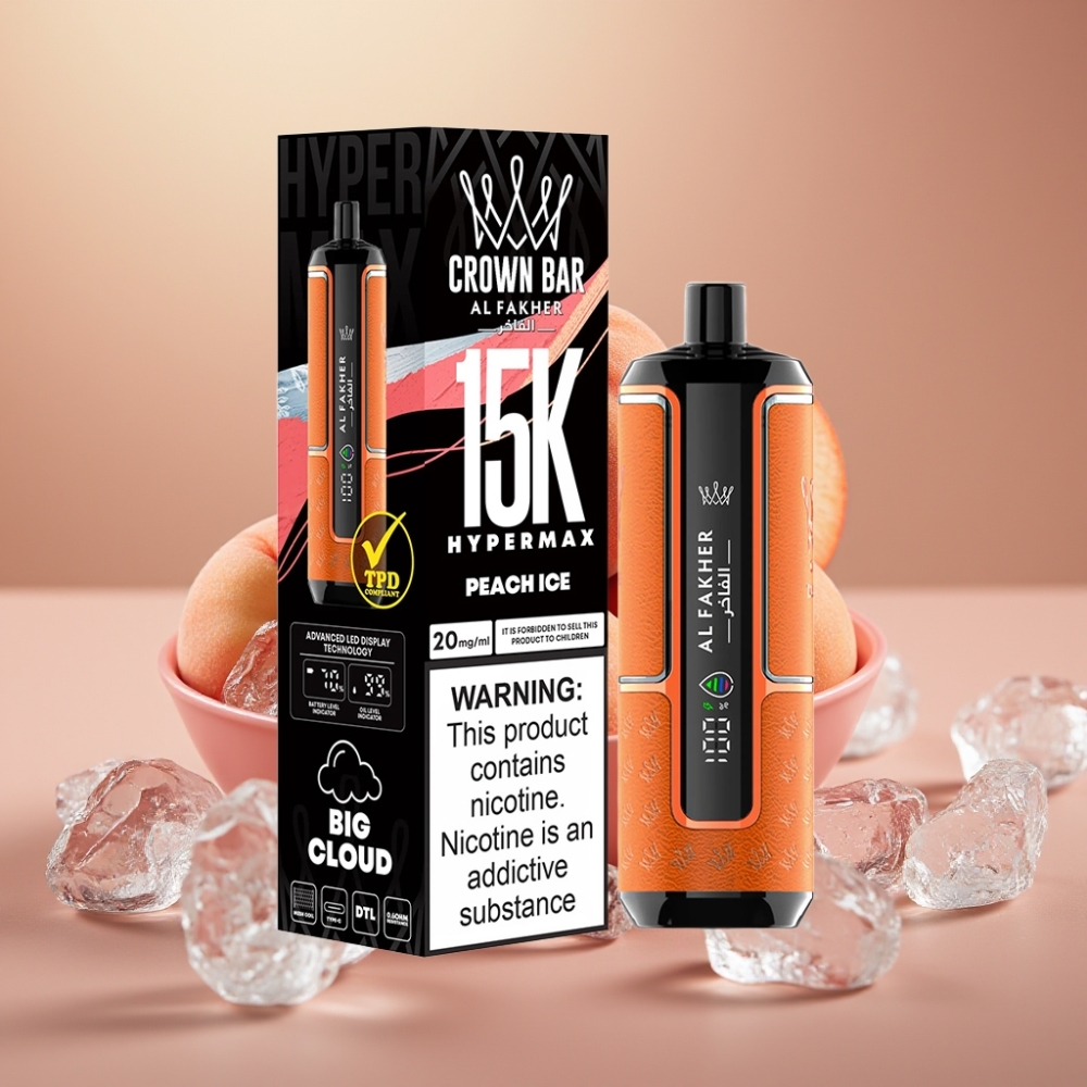 Al Fakher Crown Bar 15K Hypermax Disposable Vape Kit Pesca Ghiaccio 22ml 600mAh