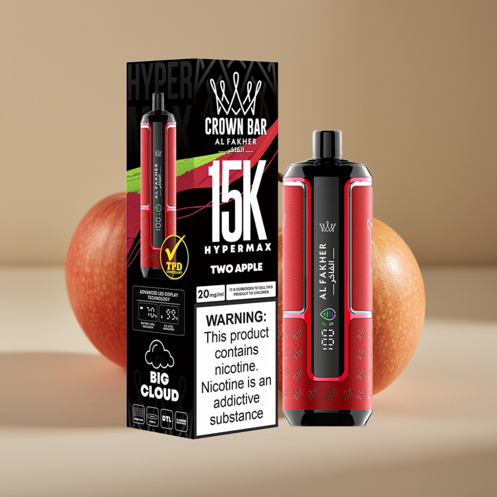 Al Fakher Crown Bar 15K Hypermax Due Mele Disposable Vape Kit 22ml 600mAh