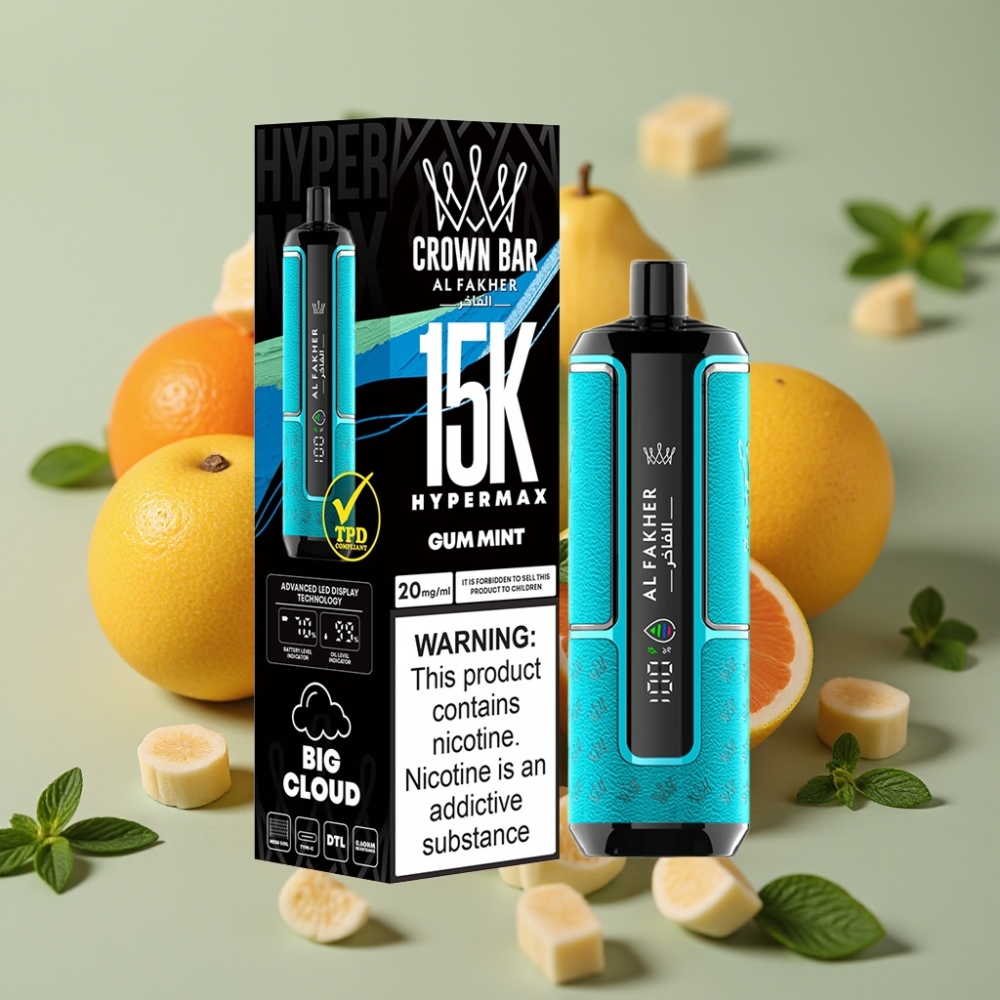 Al Fakher Crown Bar 15K Hypermax Gomma Menta 22ml 600mAh Tipo-C DTL
