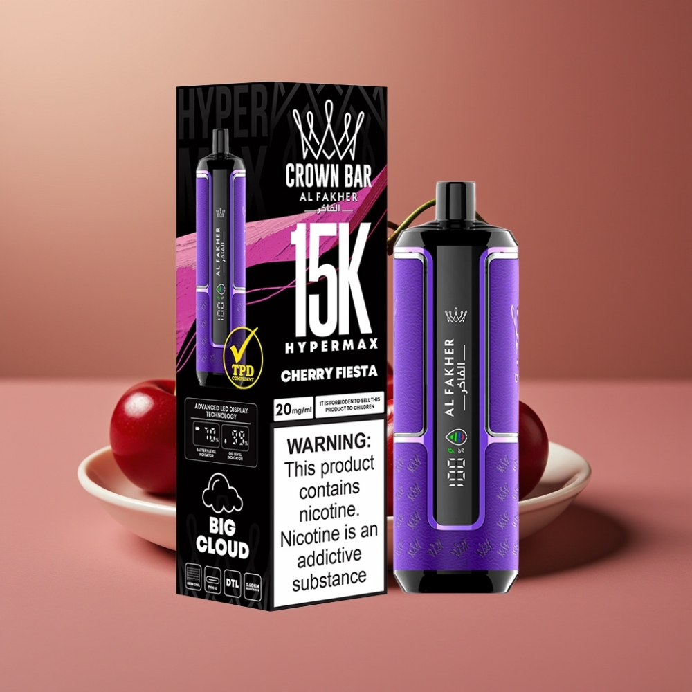 Al Fakher Crown Bar 15K Hypermax Ricarica Rapida Tipo-C Aroma Festa di Ciliegie