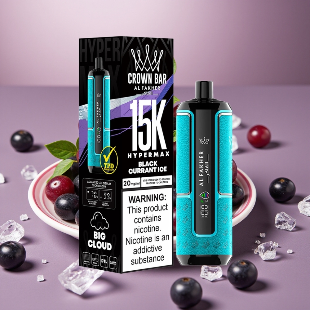 Al Fakher Crown Bar 15K Hypermax Ricarica Rapida Type-C 22ml Ribes Nero Ghiaccio