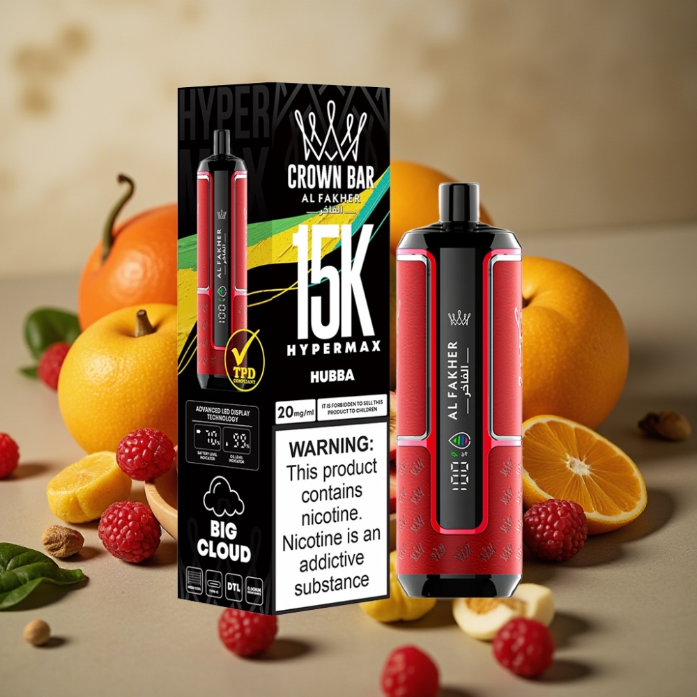 Al Fakher Crown Bar 15K Hypermax Ricaricabile Portatile con 22ml e-Liquido