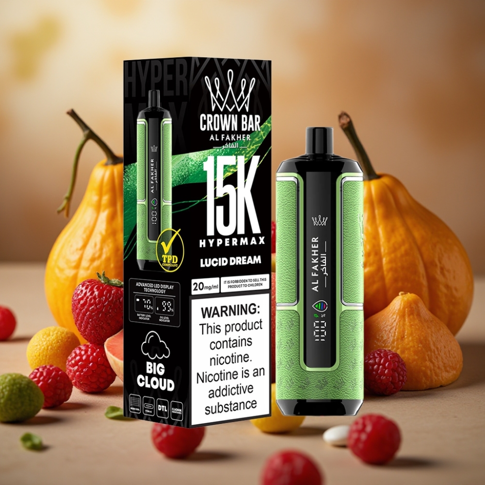Al Fakher Crown Bar 15K Hypermax Sogno Lucido 22ml 15000 Puff DTL USB-C