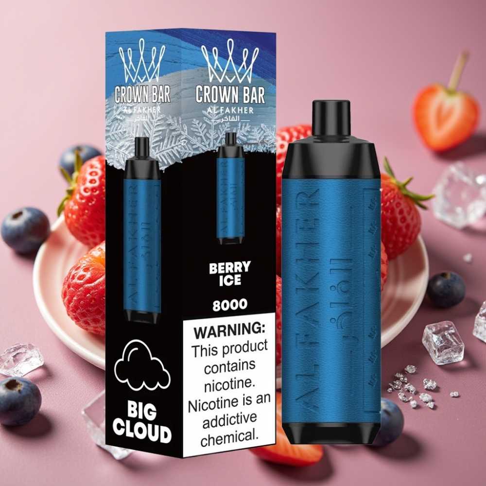 Al Fakher Crown Bar 8000 Crystal Disposable Vape Bacca Ghiaccio 600mAh 18ml USB-C