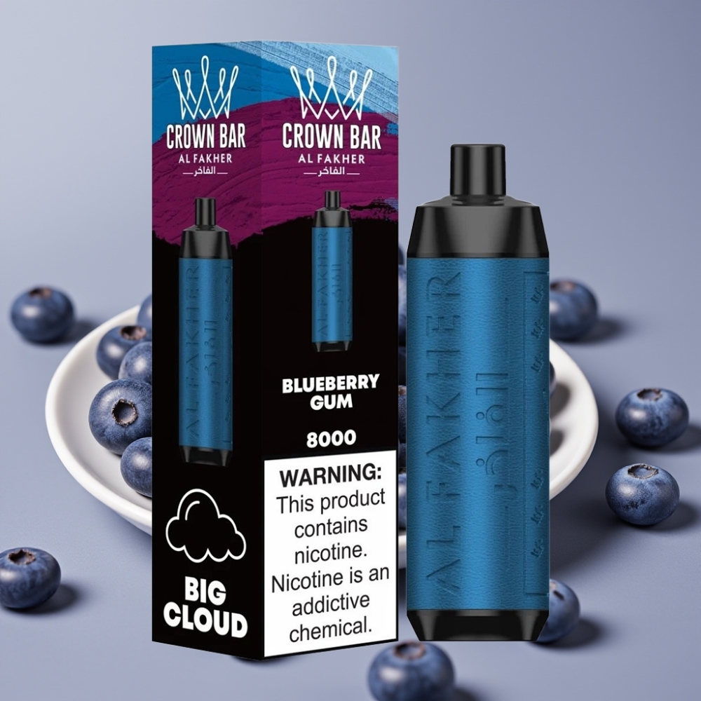Al Fakher Crown Bar 8000 Crystal Disposable Vape Blu Menta Gomma 5mg 06ohm 18ml