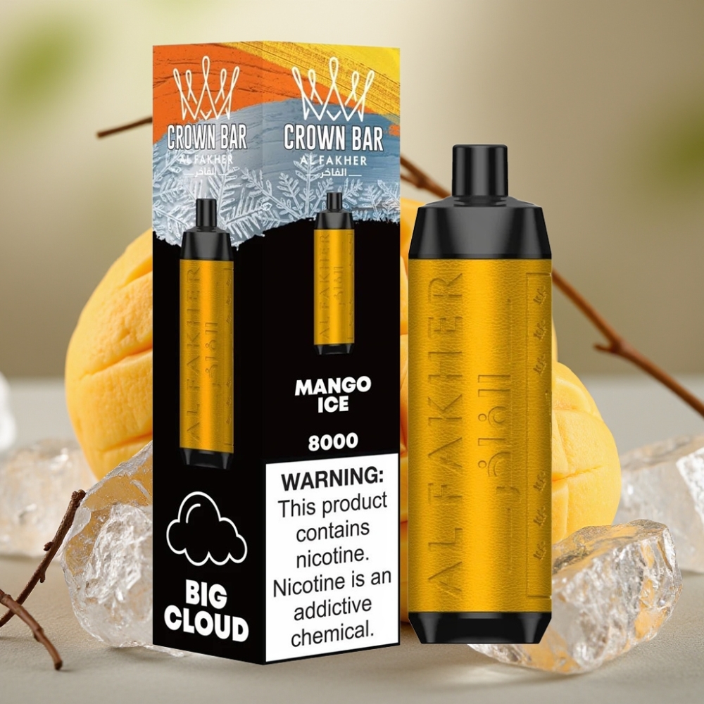 Al Fakher Crown Bar 8000 Crystal Ricaricabile USB-C Mango Ghiaccio 18ml 5mg