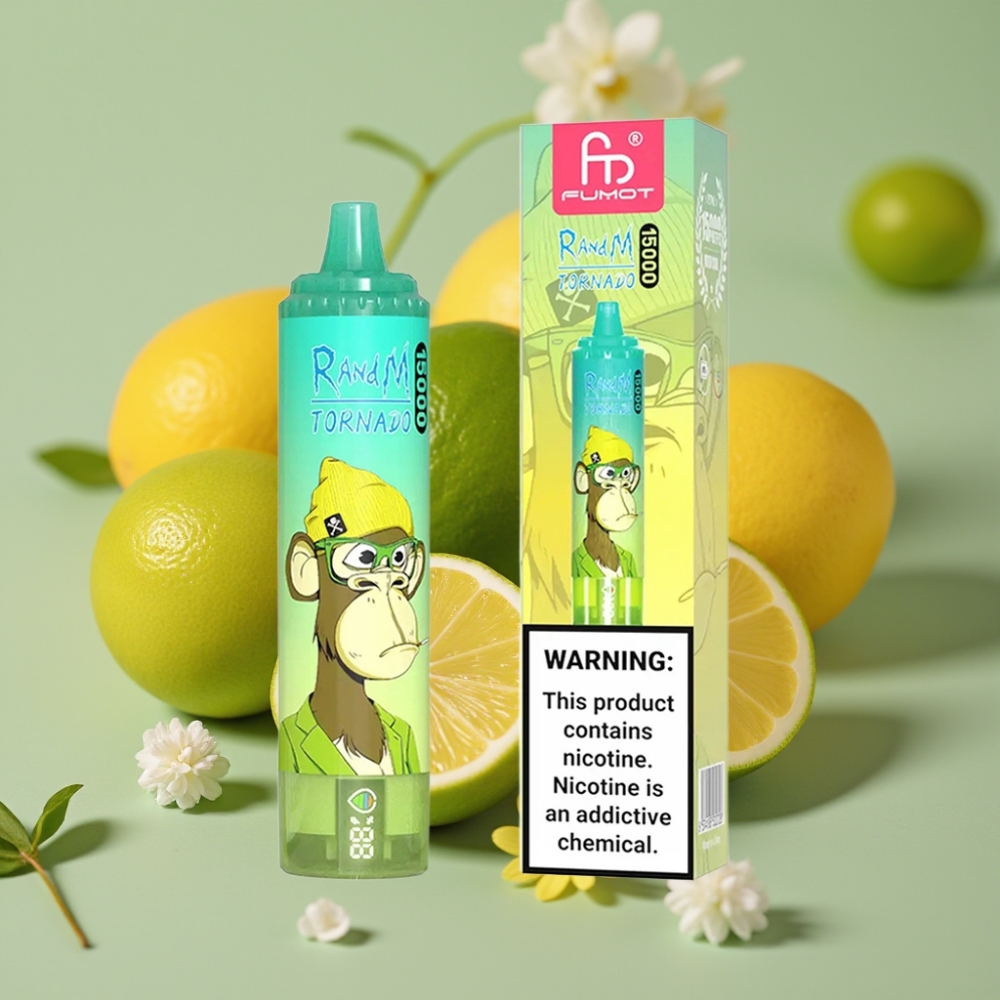 Fumot RandM Tornado 15000 Puff 25ml Limone Lime Mesh Coil USB-C LCD