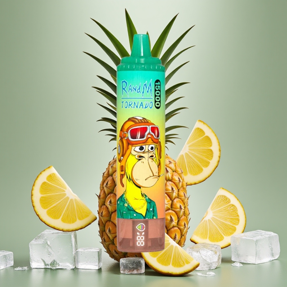 Fumot RandM Tornado 15000 Puff 25ml Pineapple Ghiaccio Mesh 09 Ohm USB-C LCD