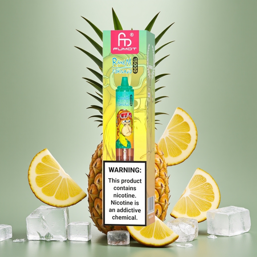 Fumot RandM Tornado 15000 Puff 25ml Pineapple Ghiaccio Mesh 09 Ohm USB-C LCD