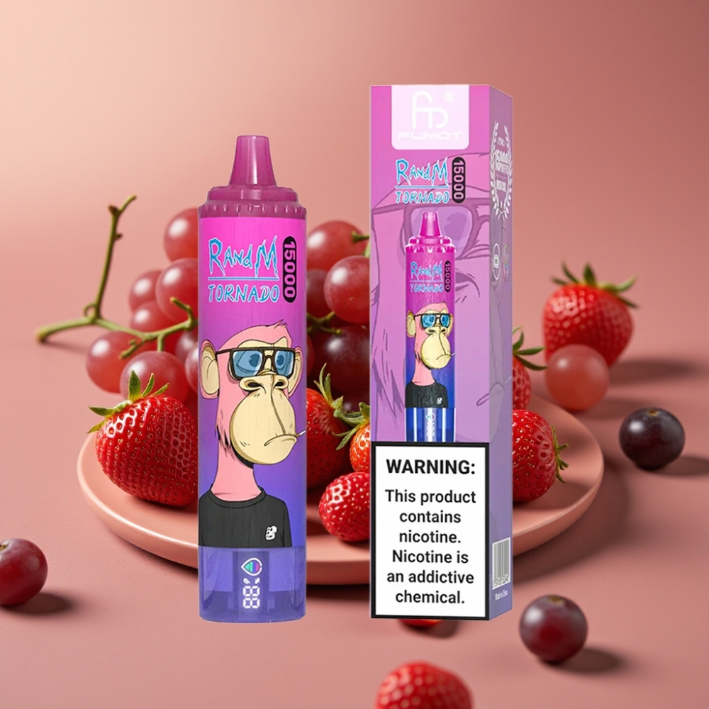 Fumot RandM Tornado 15000 Puff Fragola Uva Mesh 09 Ohm LCD Ricaricabile