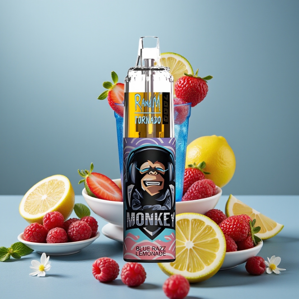 Fumot Tornado 7000 Puff Disposable Vape Blu Lampone Limonata Mesh Coil Tipo-C