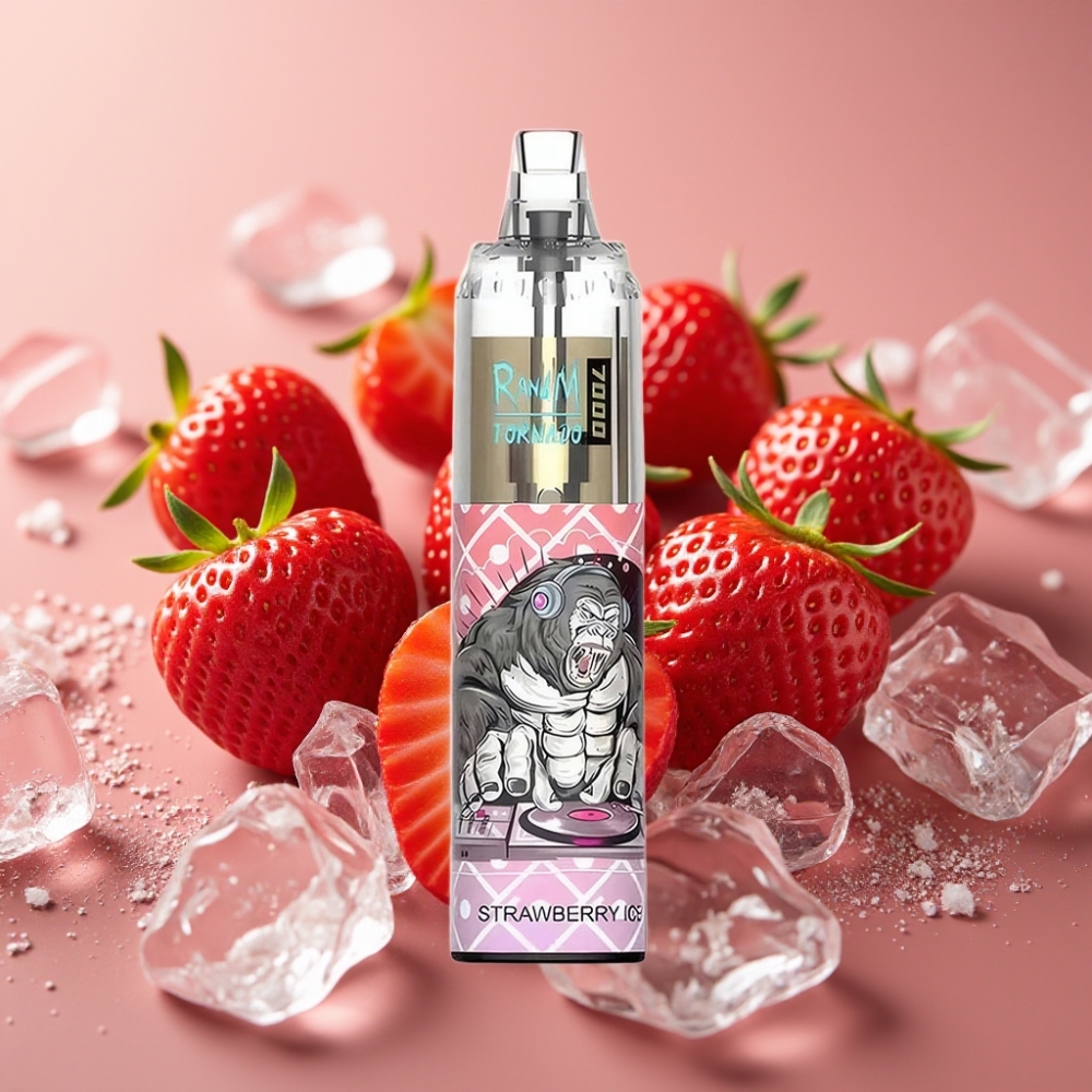 Fumot Tornado 7000 Puff Disposable Vape Fragola Ghiaccio Mesh Coil Type-C RGB