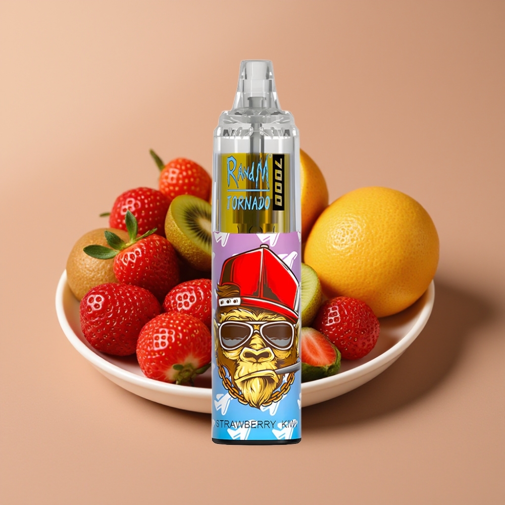 Fumot Tornado 7000 Puff Disposable Vape Fragola Kiwi 14ML Mesh Coil Tipo-C