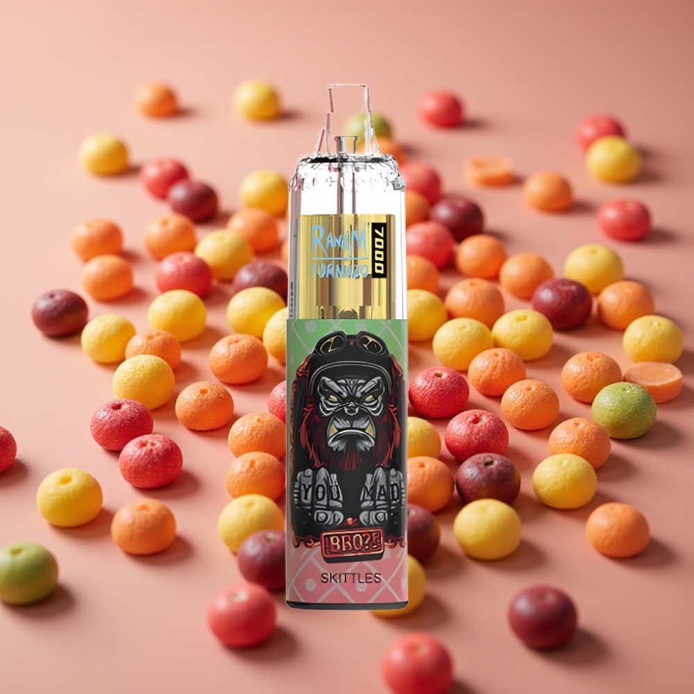Fumot Tornado 7000 Puff Skittles 14ML Mesh Coil Tipo-C RGB Aria Regolabile