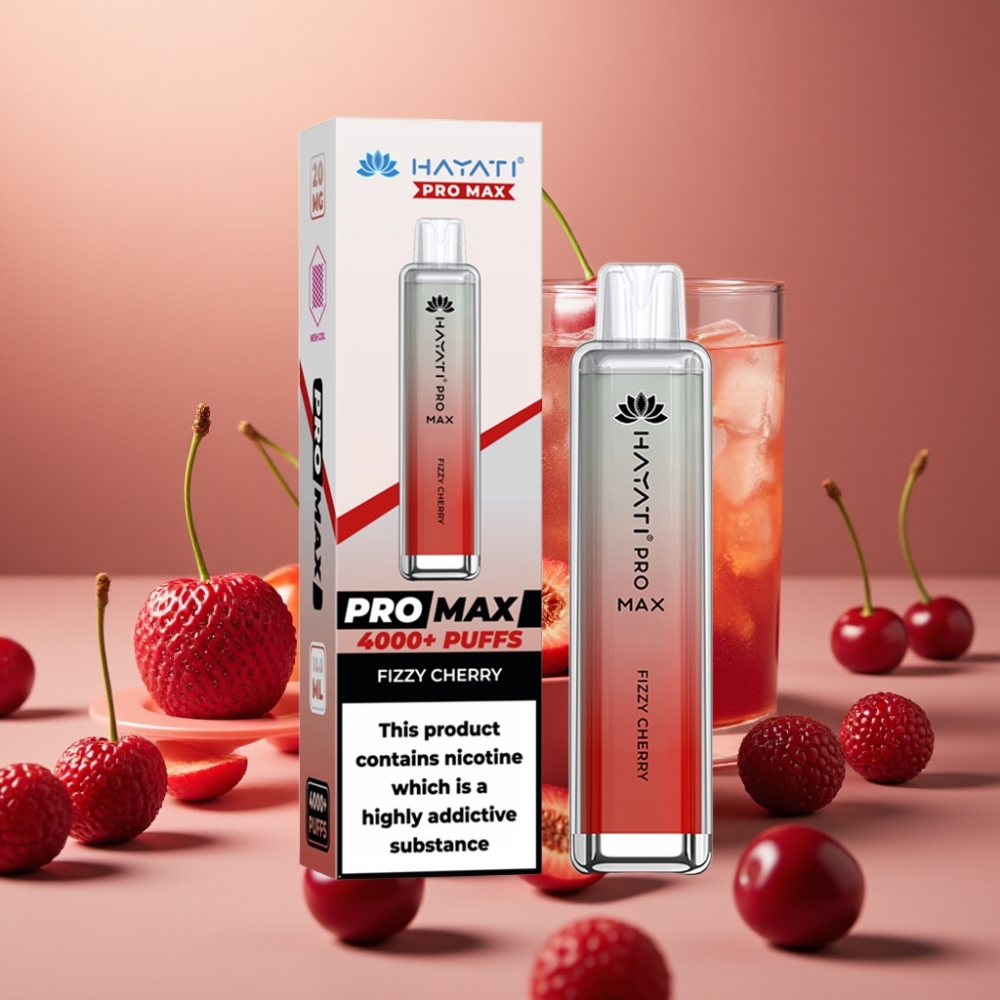 Hayati Pro Max 4000 Puff Ricaricabile Ciliegia Frizzante Dual Coil Mesh