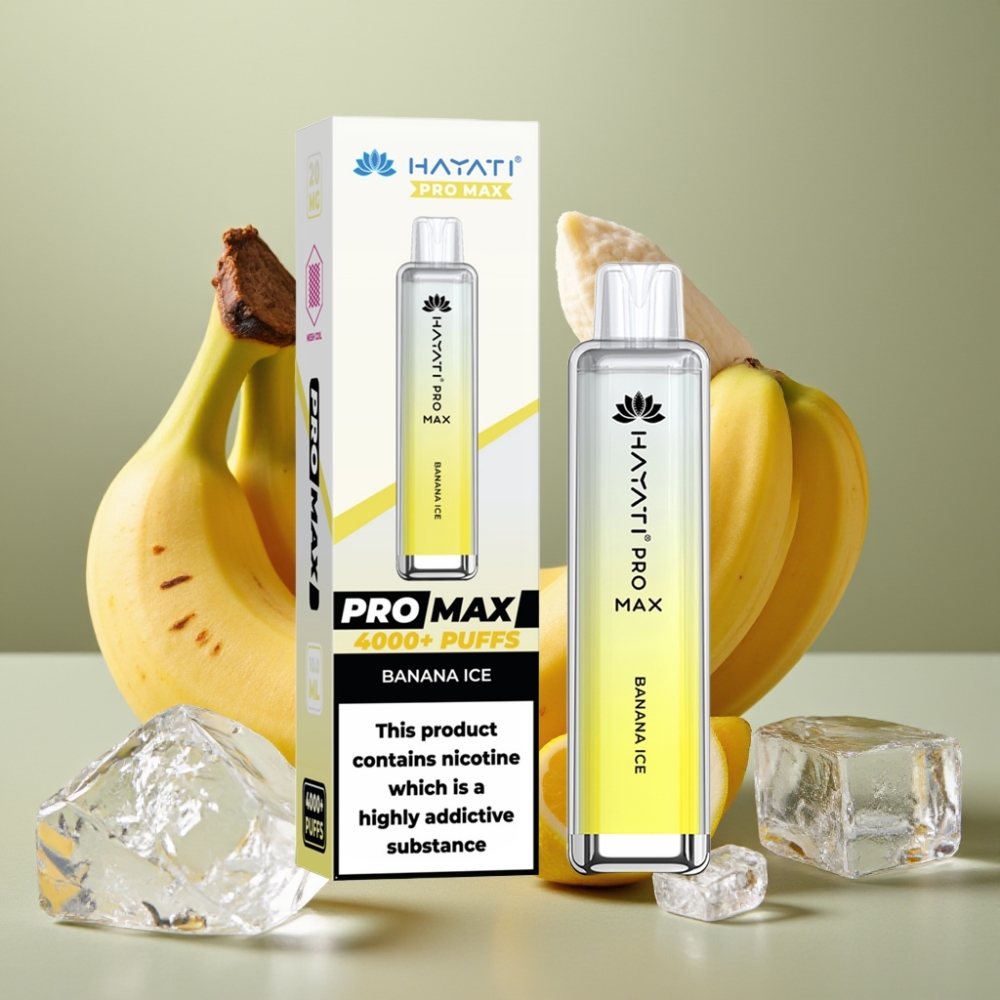 Hayati Pro Max 4000 Puff Ricaricabile Ghiaccio Banana Dual Coil Mesh 1400mAh