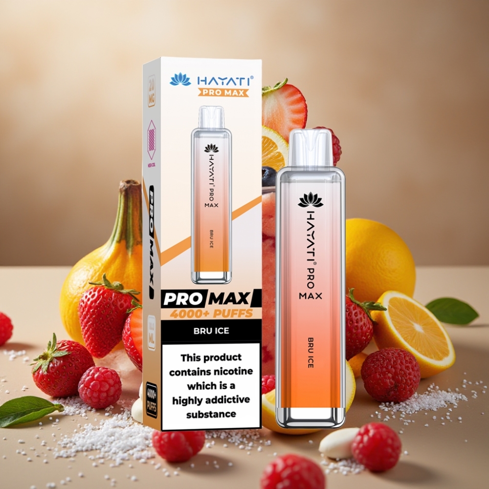 Hayati Pro Max 4000 Puff Ricaricabile Ghiaccio Bru TPD Conforme 1400mAh