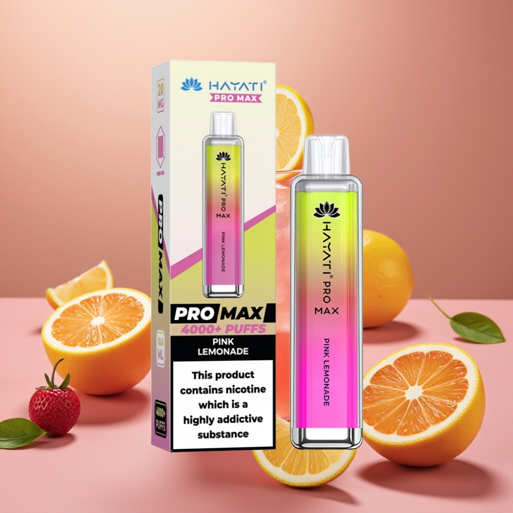 Hayati Pro Max 4000 Puff Ricaricabile Limonata Rosa Dual Coil Mesh