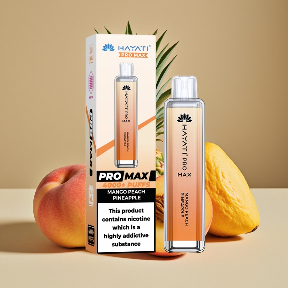 Hayati Pro Max 4000 Puff Ricaricabile Mango Pesca Ananas Dual Coil Mesh