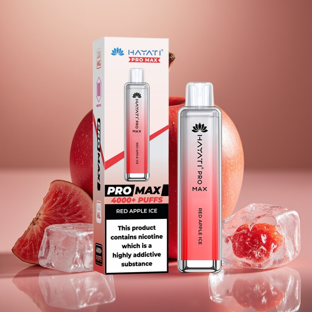 Hayati Pro Max 4000 Puff Ricaricabile Mela Rossa Ghiaccio Dual Mesh Coil