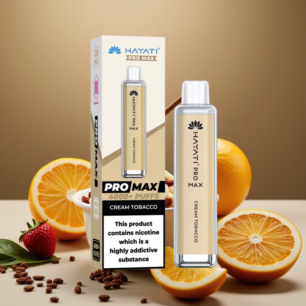 Hayati Pro Max 4000 Puff Ricaricabile Sigaretta Elettronica con Gusto Crema Tabacco