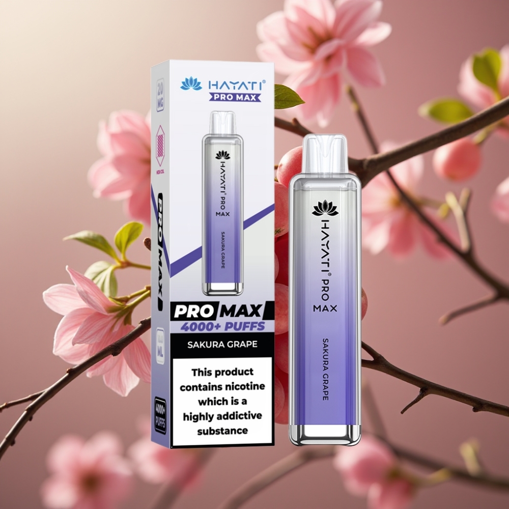Hayati Pro Max 4000 Puff Ricaricabile con Batteria 1400mAh e Gusto Uva Sakura