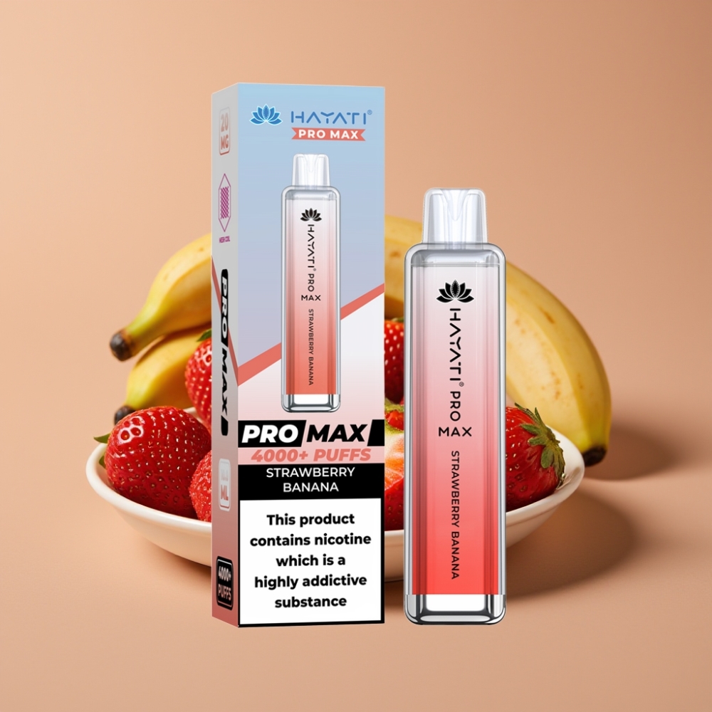 Hayati Pro Max 4000 Puff Ricaricabile con Fragola Banana e Batteria 1400mAh