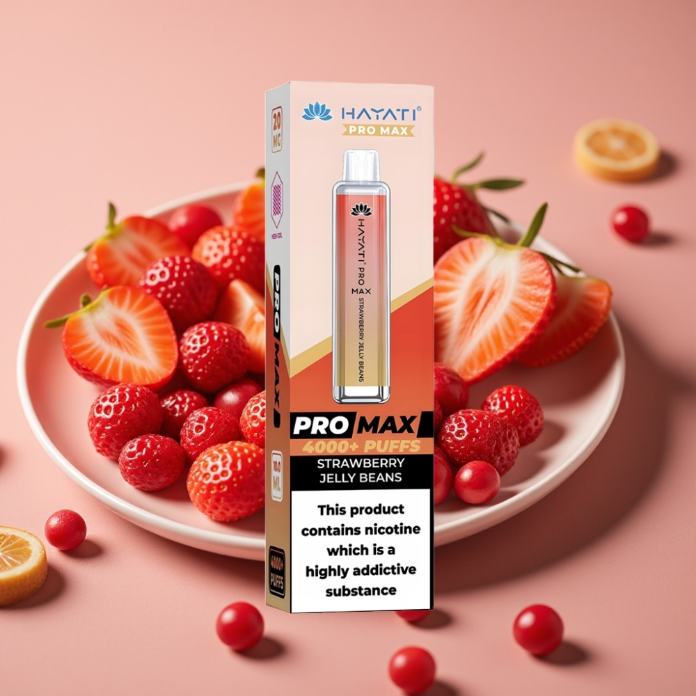 Hayati Pro Max 4000 Puff Ricaricabile con Fragola Jelly Beans e LED Crystal