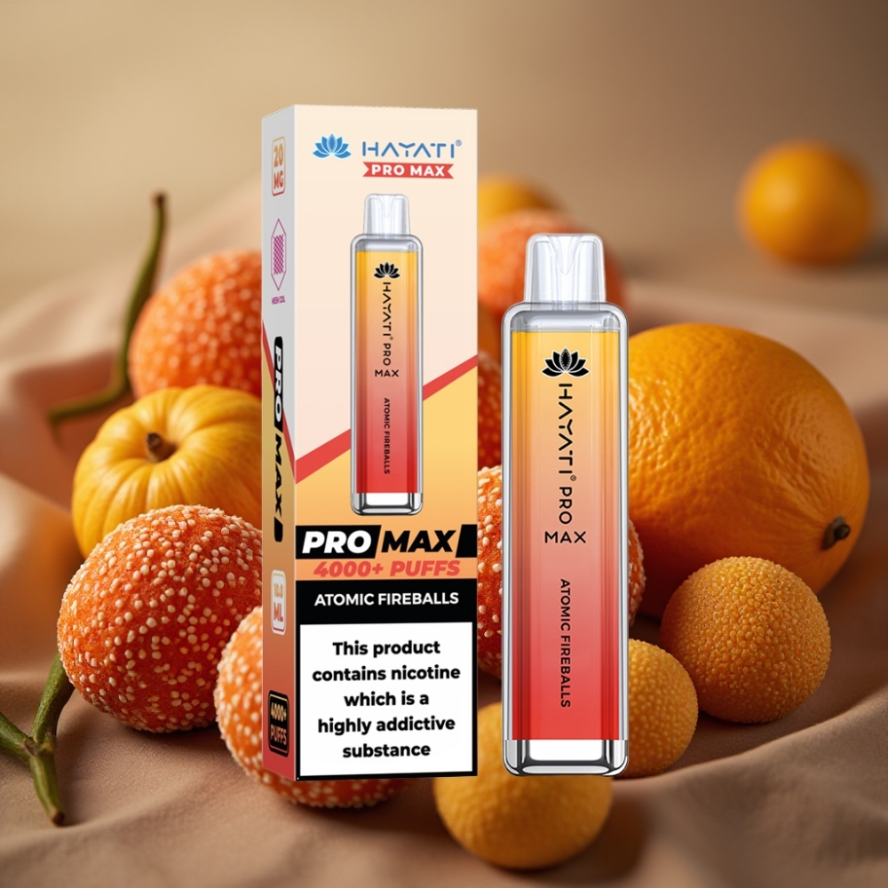 Hayati Pro Max 4000 Puff Ricaricabile con LED e Sapore Atomic Fireballs