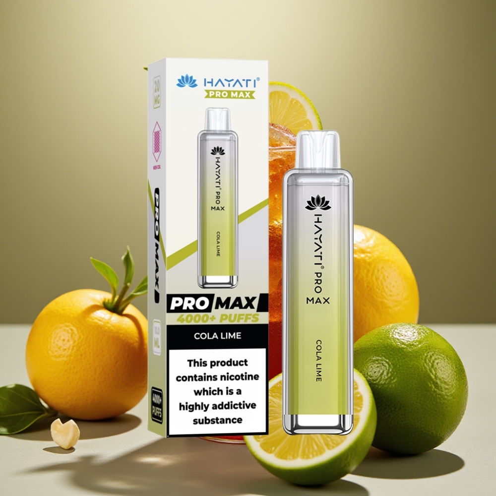 Hayati Pro Max 4000 Puff Ricaricabile con LED e Sapore Cola Lime distributor Italy