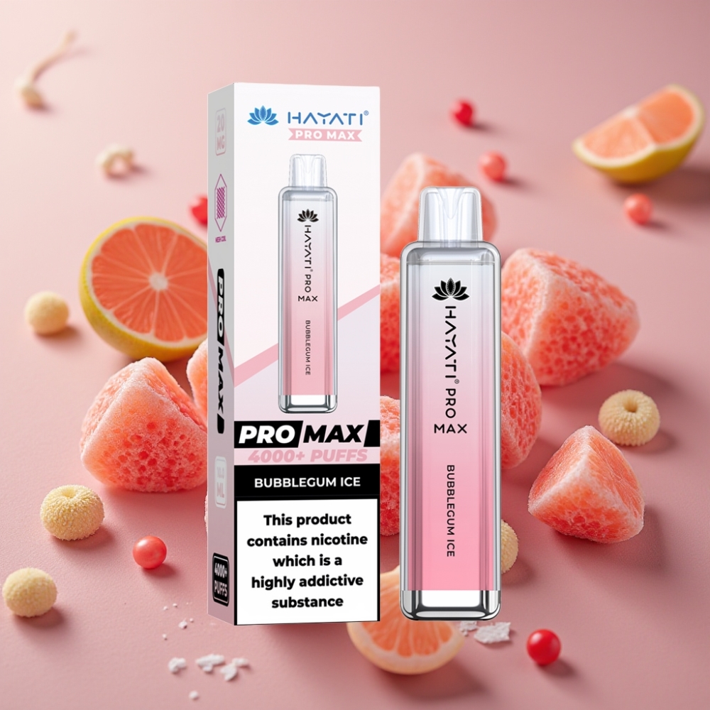 Hayati Pro Max 4000 Puff Ricaricabile con LED e Sapore Ghiaccio Gomma da Masticare