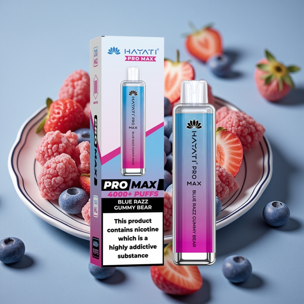 Hayati Pro Max 4000 Puff Ricaricabile con Luce LED e Sapore Gommoso Mirtillo Blu