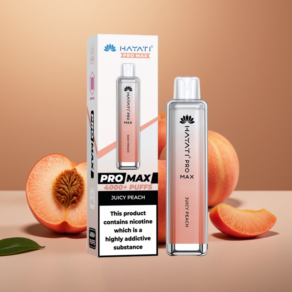 Hayati Pro Max 4000 Puff Ricaricabile con Sapore Pesca Succosa e Batteria 1400mAh