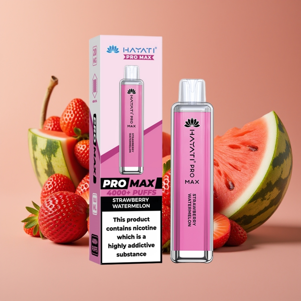 Hayati Pro Max 4000 Puff Sigaretta Elettronica Monouso Ricaricabile con LED e Sapore Anguria Fragola