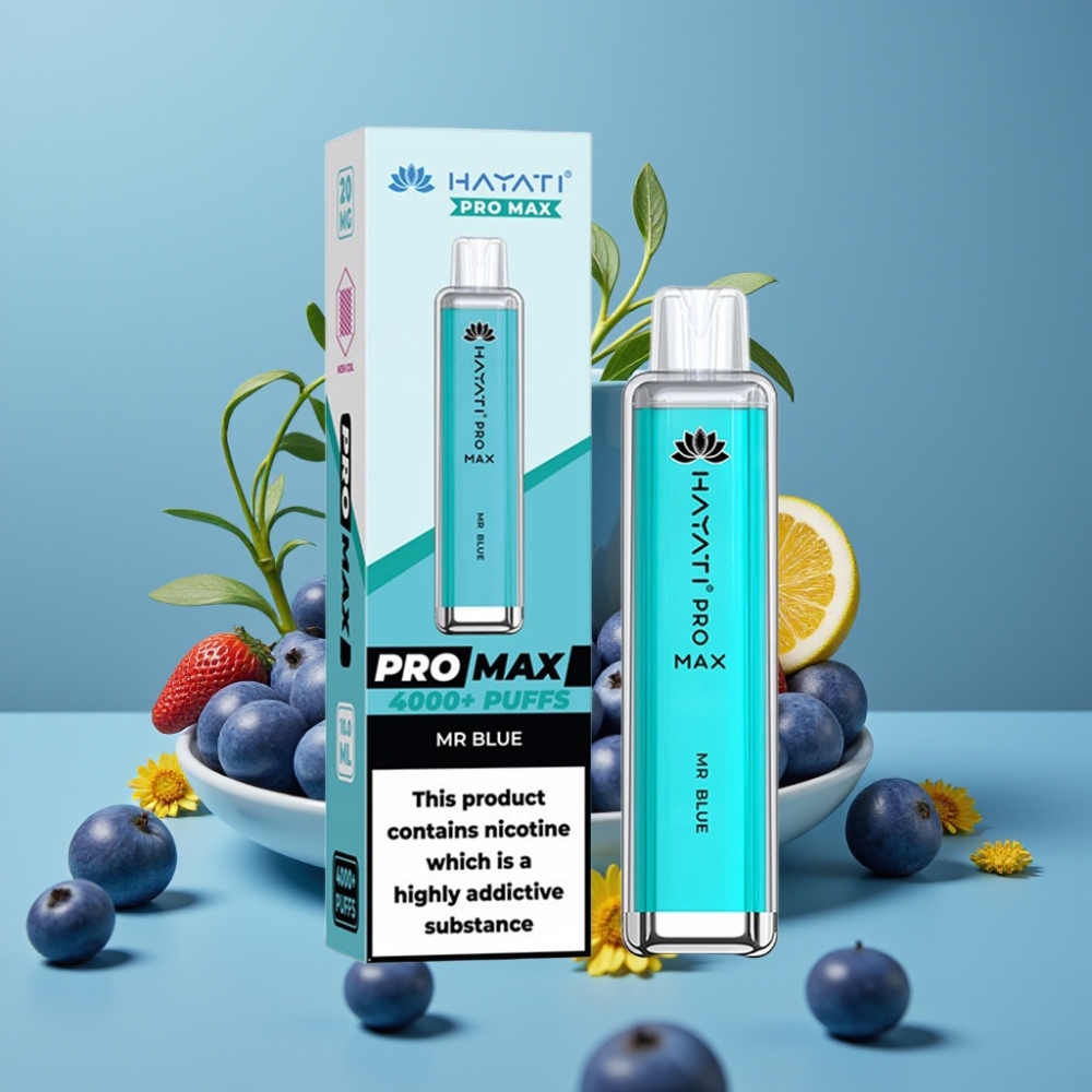 Hayati Pro Max 4000 Puff Sigaretta Elettronica Monouso Ricaricabile con LED e Sapore Blu