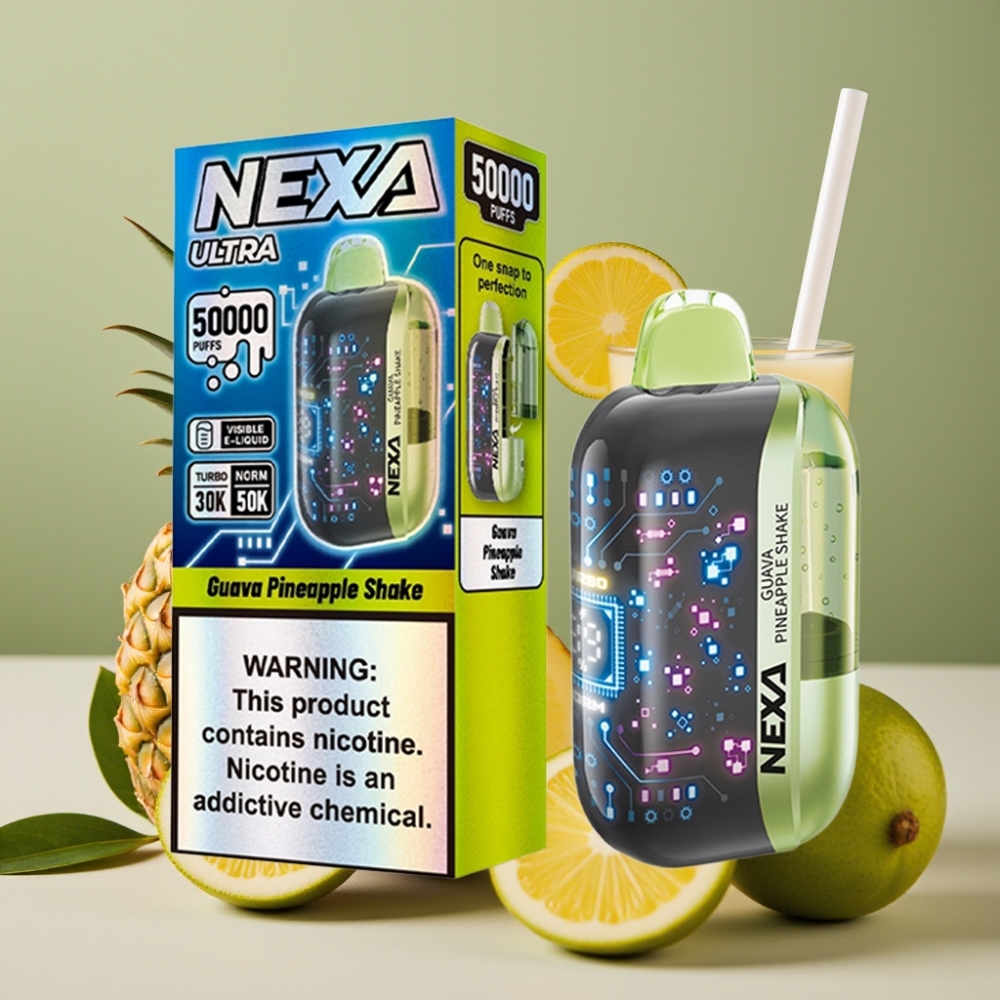 NEXA Ultra 50000 Puff Disposable Vape 20ml 5 Nicotina Guava Ananas Frullato Tipo-C