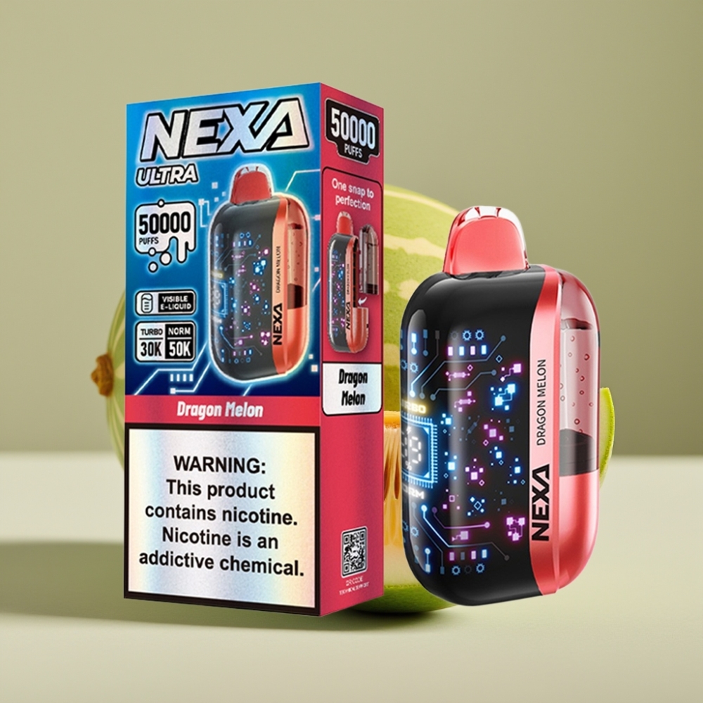 NEXA Ultra 50000 Puff Dragon Melone 20ml 5 Nicotina Schermo Curvo