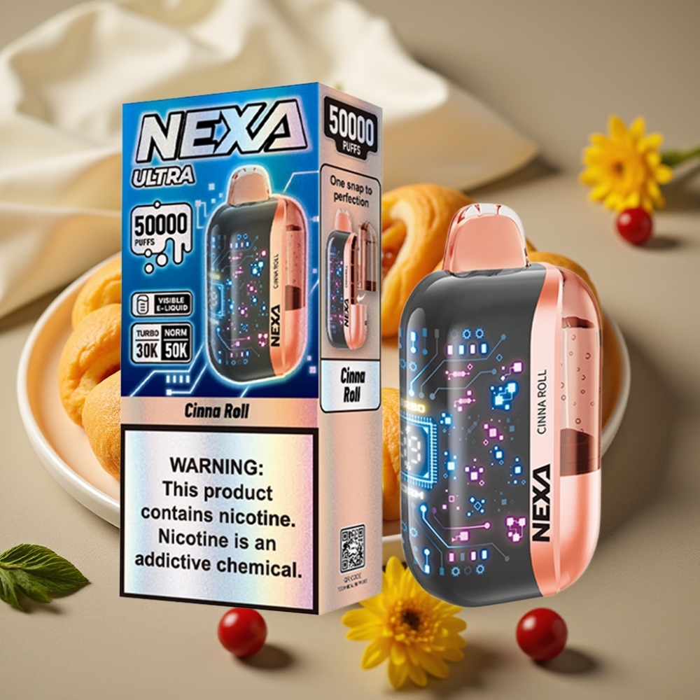 NEXA Ultra 50000 Puff Sigaretta Elettronica Monouso con Schermo 3D e Tipo-C Cinna Roll