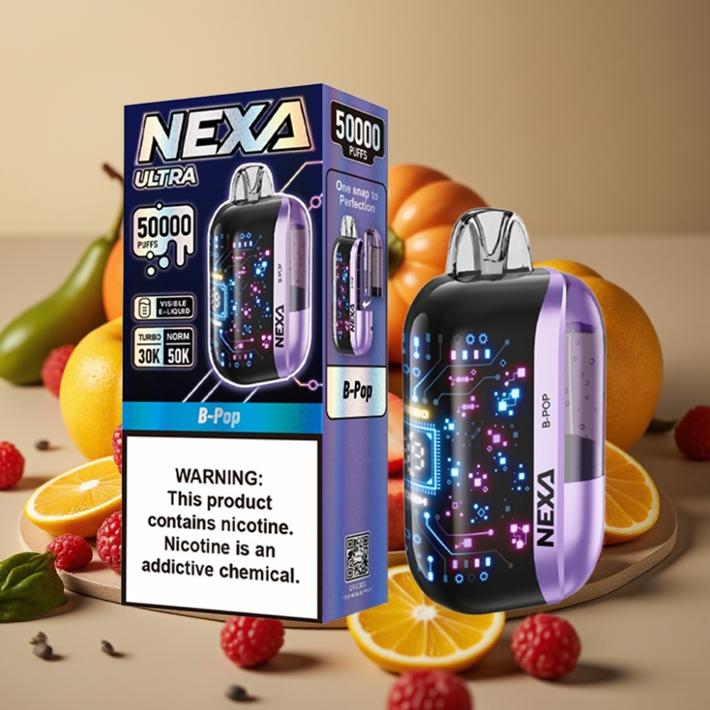 NEXA Ultra 50K Disposable Vape 20ml 5 Nicotina B-Pop 09ohm Schermo Curvo