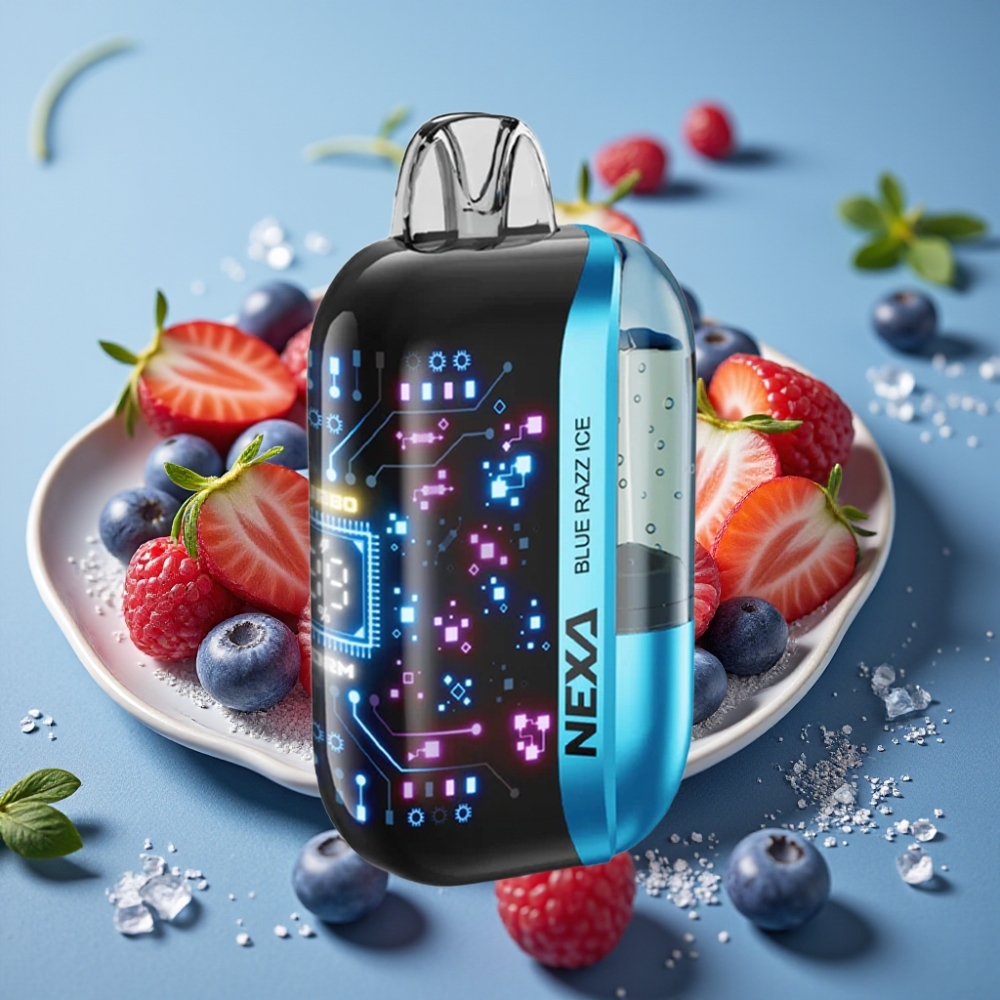 NEXA Ultra 50K Disposable Vape 20ml Blu Lampone Ghiaccio 800mah Tipo-C Schermo 3D