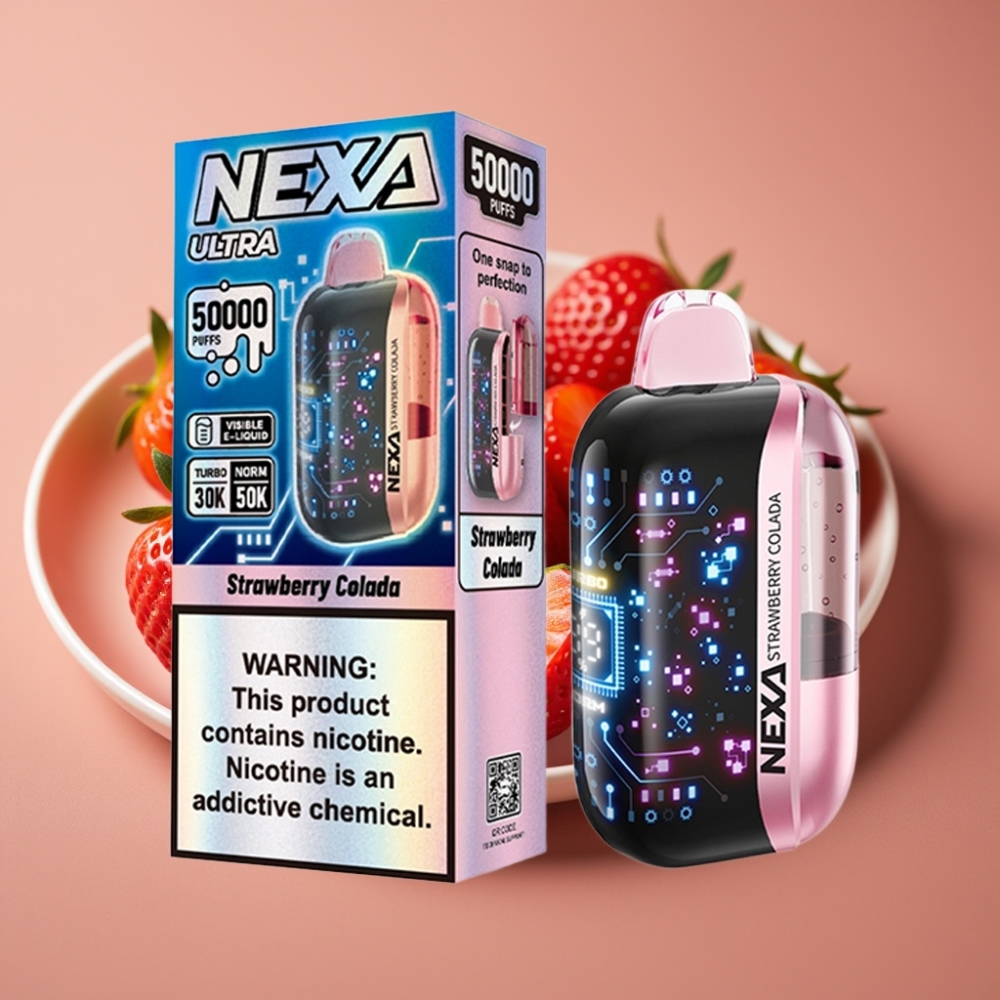 NEXA Ultra 50K Disposable Vape 20ml Fragola Colada 5 Nicotina distributor Italy