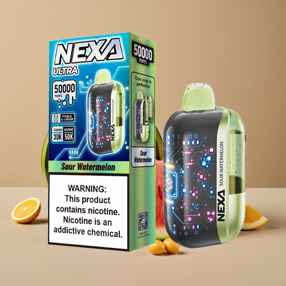 NEXA Ultra 50K Disposable Vape Anguria Acida 20ml 5 Nicotina Schermo 3D